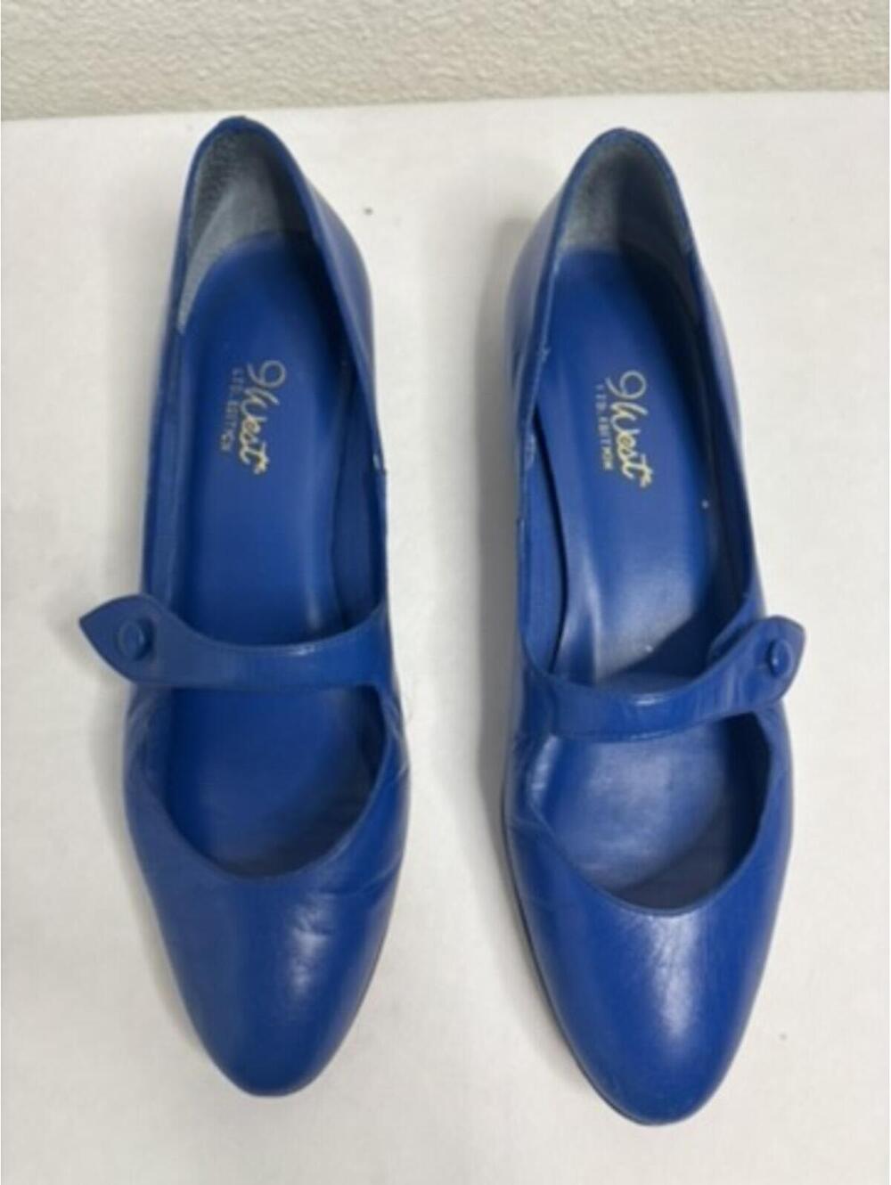 Vintage Nine West Royal Blue Leather Ballet Flats Women's Sz 8.5N